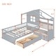 preview thumbnail 7 of 21, Twin Size House Bed with Sofa, Kids Platform Bed with Two Drawers and Storage Shelf, Gray