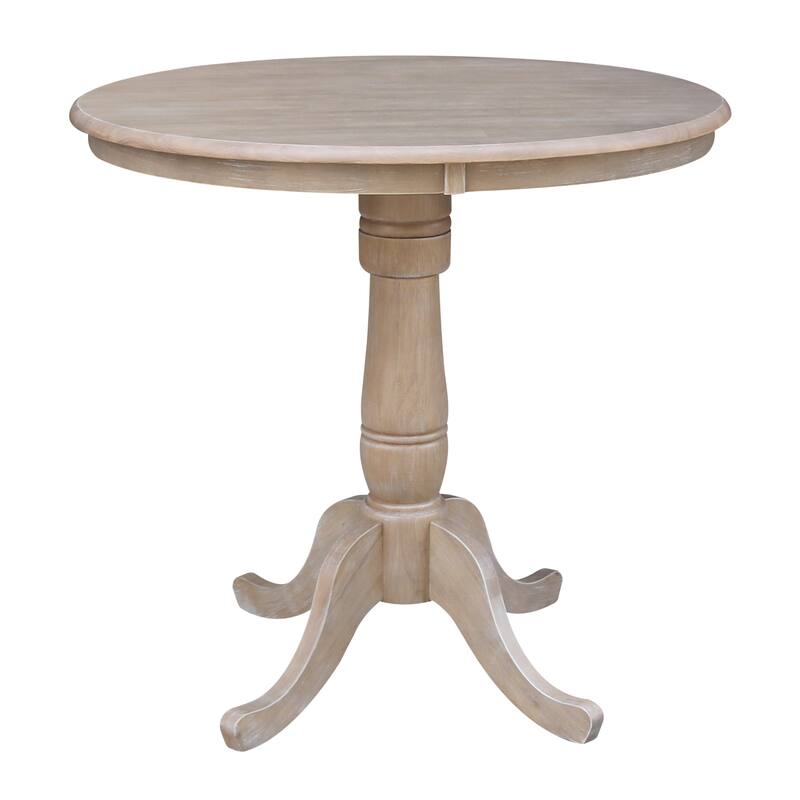 International Concepts Round Pedestal Table - Counter Height - Washed Gray Taupe