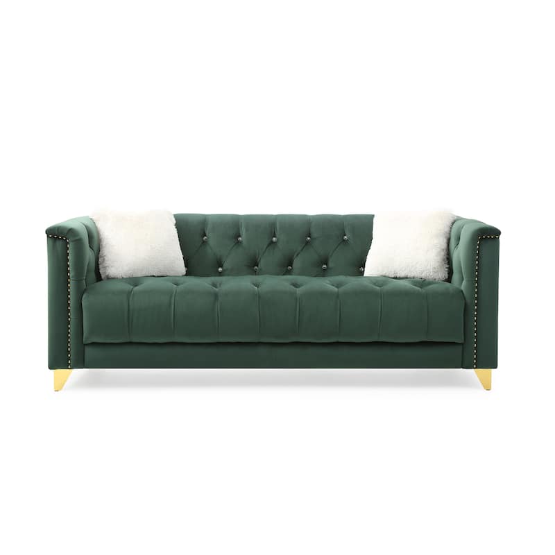 Upholstery Living Room Sofa Set in Velvet Fabric ( Set of 2 )