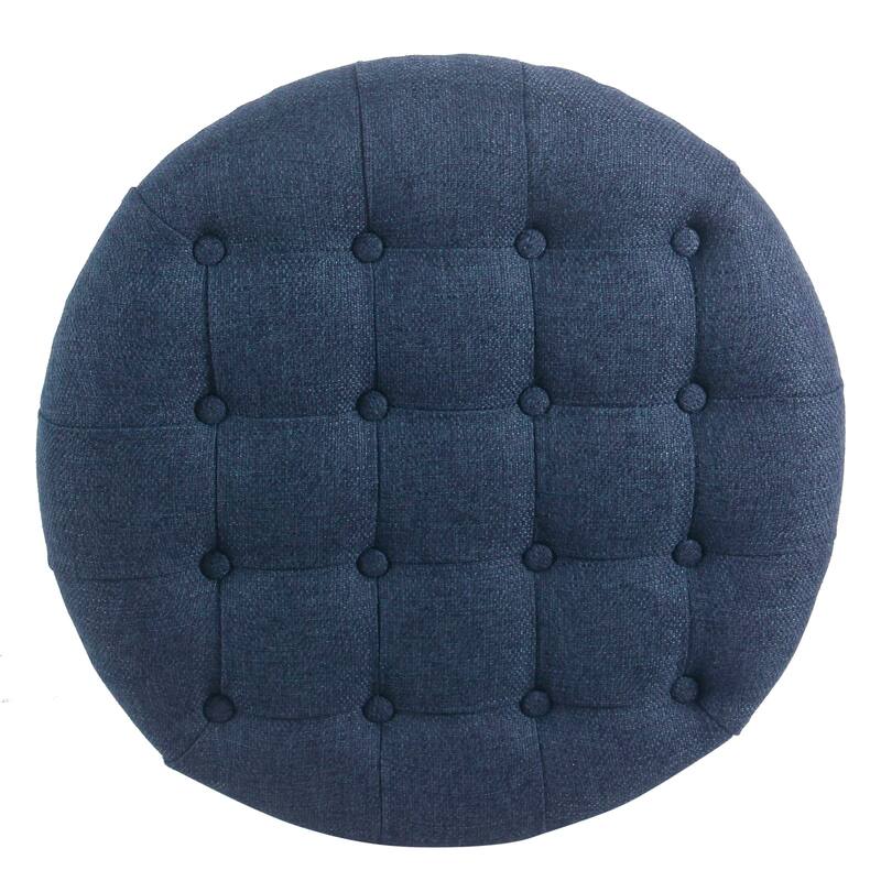 HomePop Tufted Round Storage Ottoman - Navy