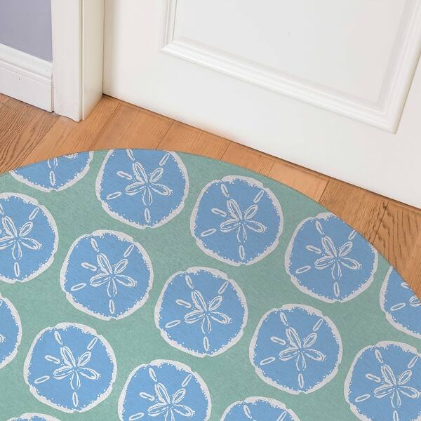 slide 2 of 25, SAND DOLLAR Indoor Floor Mat By Kavka Designs 5'X5' - Blue, Green