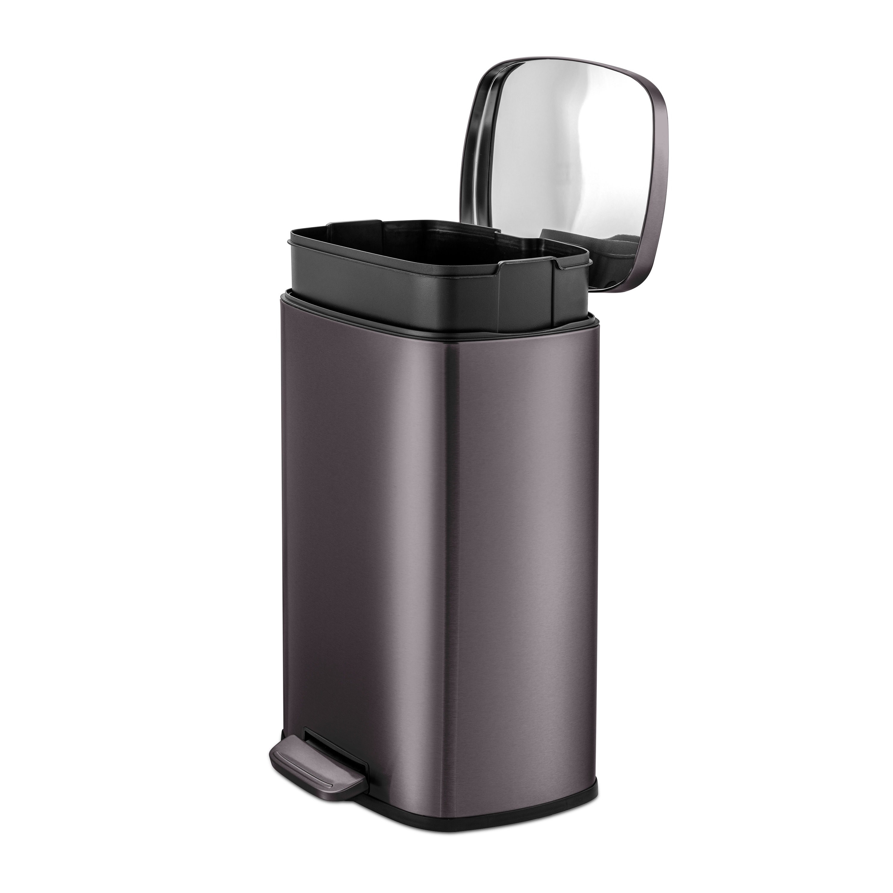 Qualiazero 50L / 13.2 Gallon Rectangular Step Can - Black - 13.2 Gallons