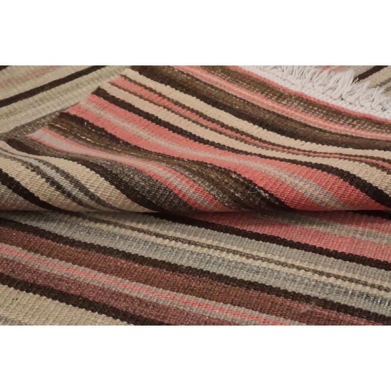 Hand Woven Oriental 100% Wool Carpet Southwestern Tribal Multi-Colored Kilim Area Rug - 9' 11'' X 6' 4''