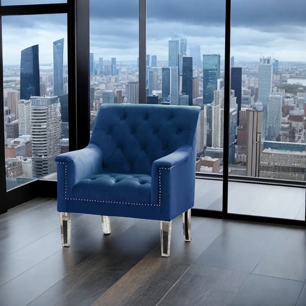 Navy Blue Living Room CHAIR Velvet Smooth Touch Bed Bath & Beyond
