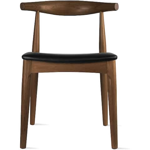 Natural Solid Wood Dining Elbow Chairs With PU Leather Cushion Seat And Oak Frame