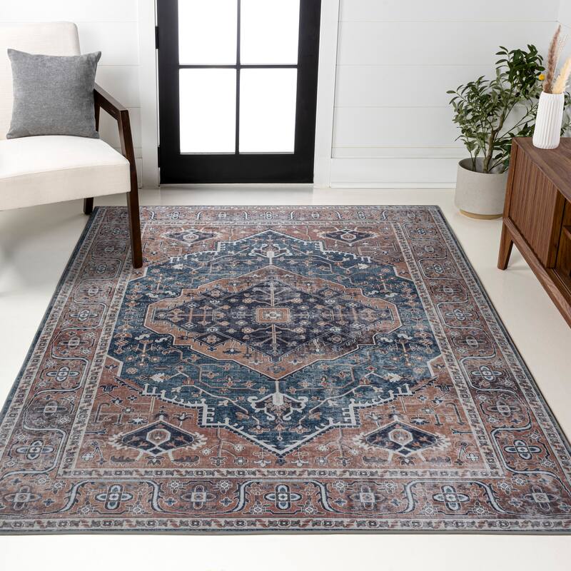 JONATHAN Y Kemer Ogee Medallion Machine Washable Area Rug