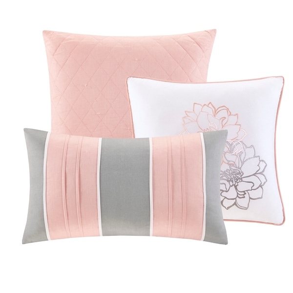 Madison Park Brianna 6 Piece Printed Cotton Quilt Set with Throw
