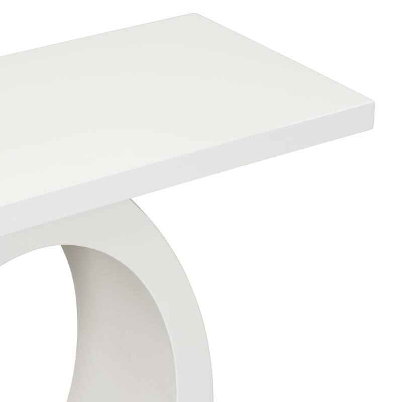 39.4" Modern Rectangle Side Table with Unique Egg-shaped Base for Living Room or Bedroom