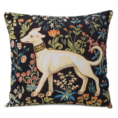 Dog's on the Left. W.Morris Tapestry Throw Pillow