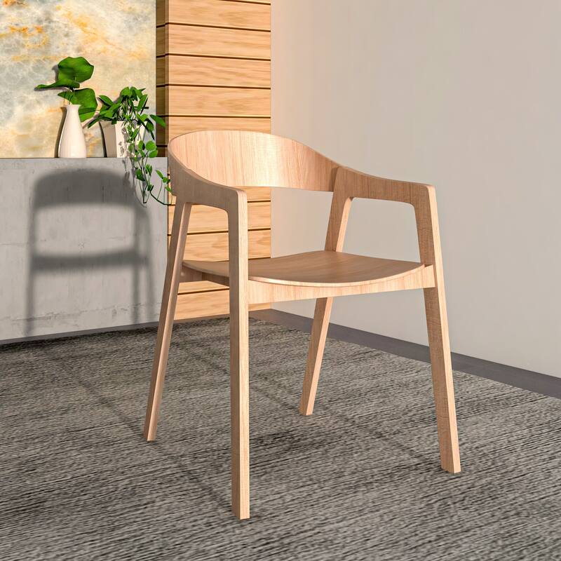 Rivo Modern Accent Dining Chairs with Arms in Oak Wood for Dining Room, Living Room and Kitchen