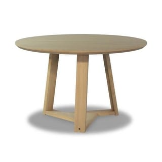 Round Scandinavian Solid Pine Wood Dining Table in Blonde - Bed Bath ...