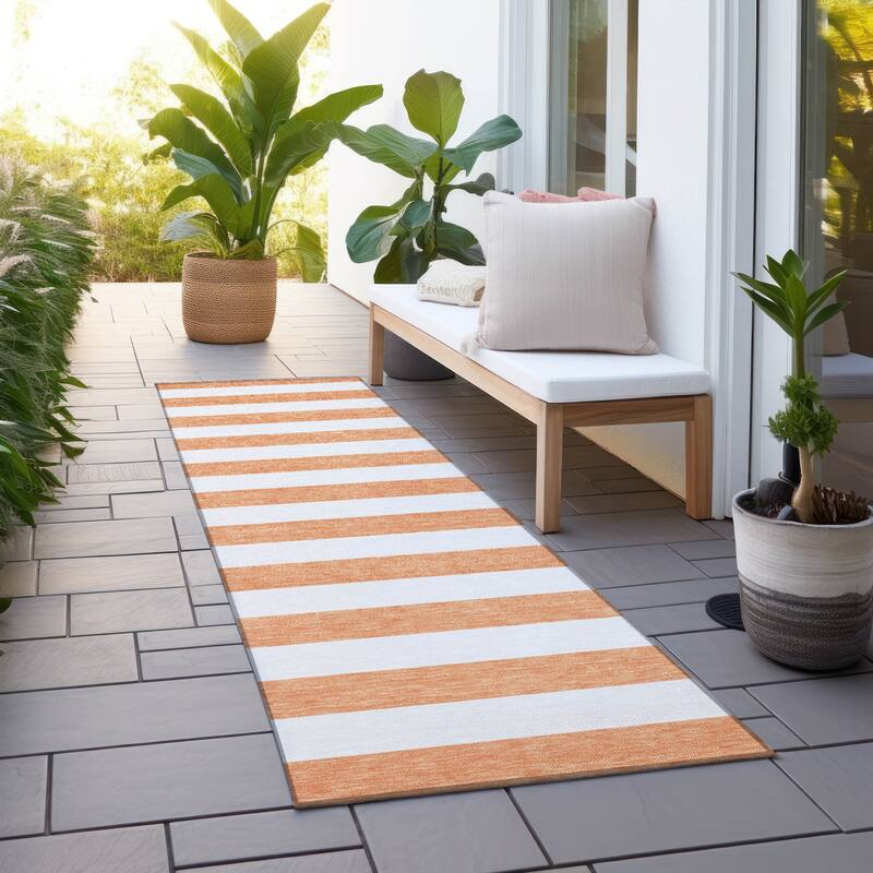 Altomo Stripe Weather Resistant Timeless Fusion Outdoor Rug