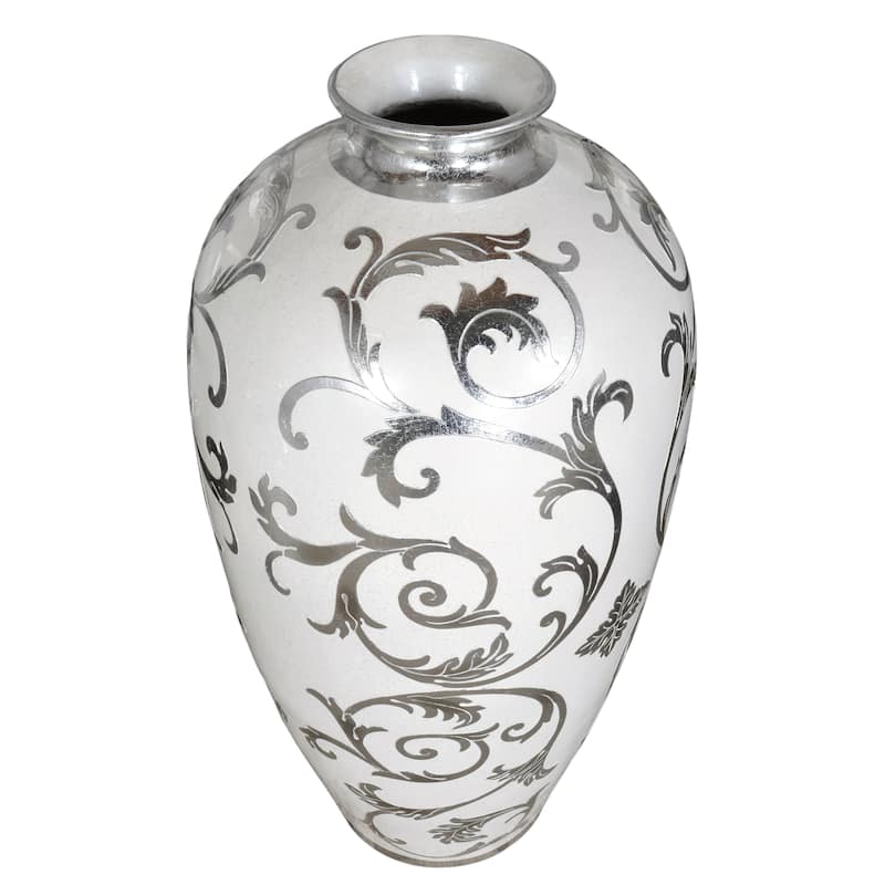 Sophie Silver Antique White Large Vase 31.9 Inches Tall