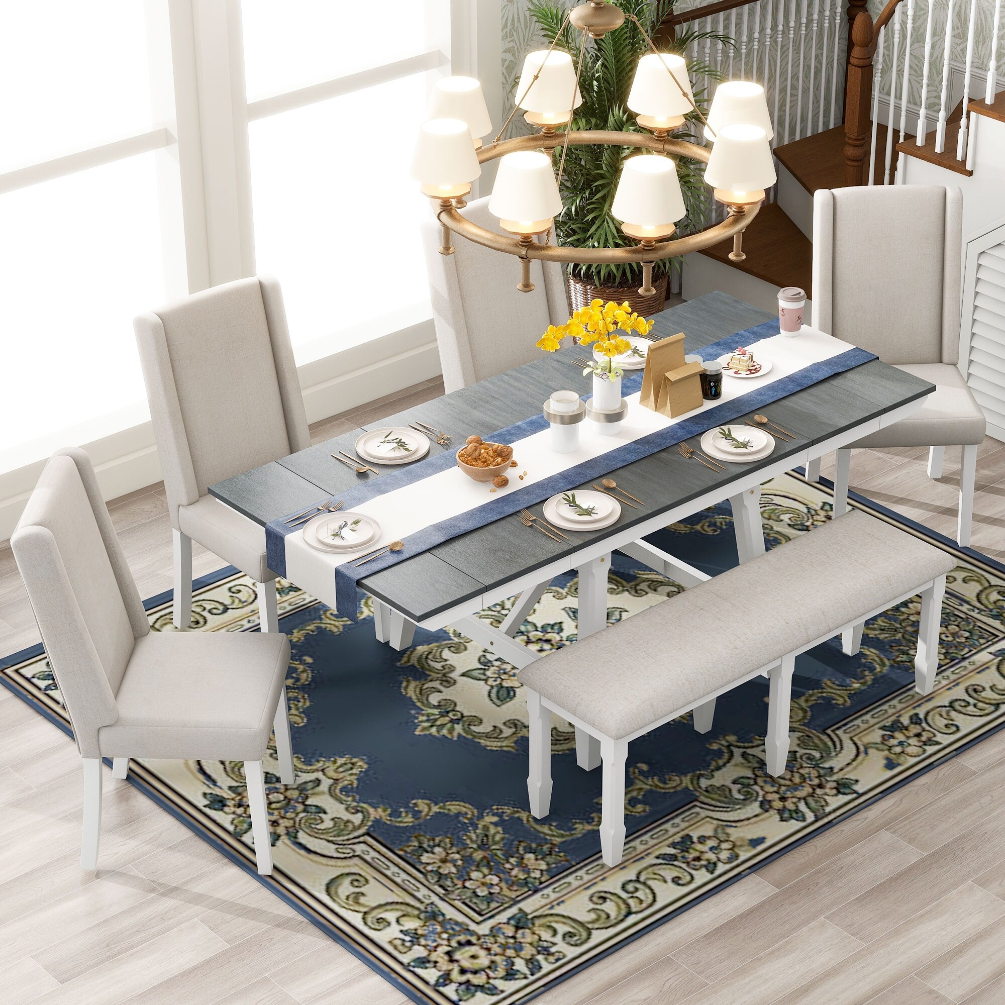 Kitchen table with leaf online and bench