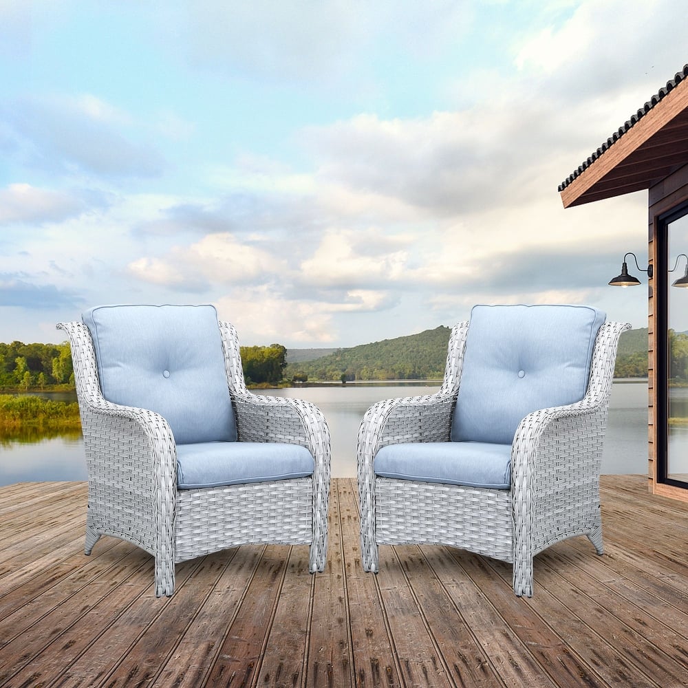 Gymojoy Wicker Patio Club Chairs with Olefin Weather-Resistant Cushions