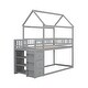 preview thumbnail 20 of 21, Charming Twin over Twin House Bunk Bed with Roof, Shelves, and Drawers, Sturdy Pine Wood Construction, Space-Saving for Kids