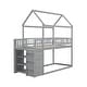 preview thumbnail 6 of 17, Twin Wood House Bunk Bed with Shelves & Drawers