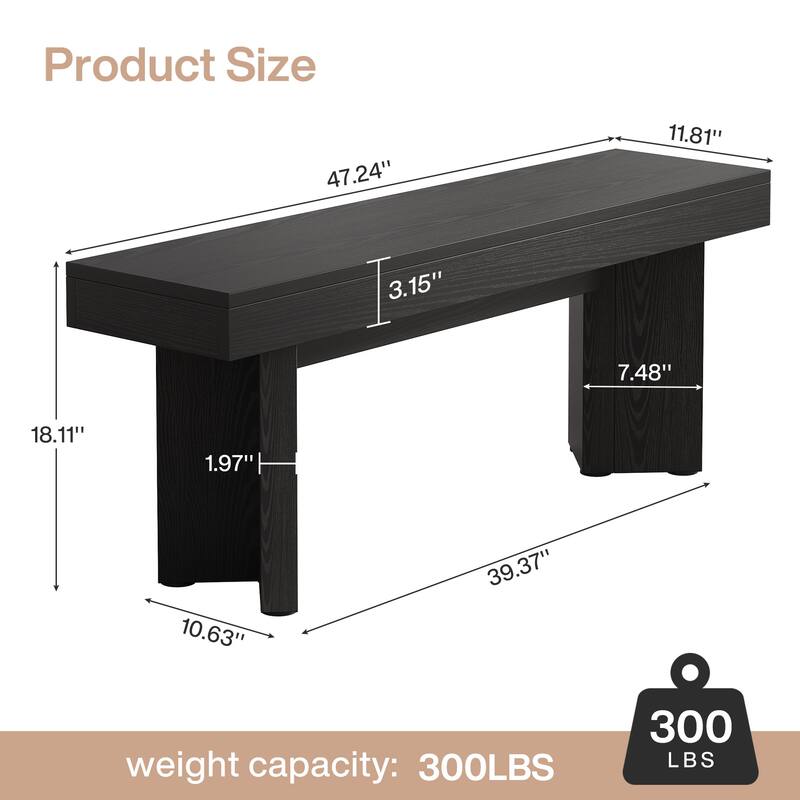 Wood Entryway Bench, Long Indoor End of Bed Bench, Bedroom Hallway Foyer Accent Seat Bench