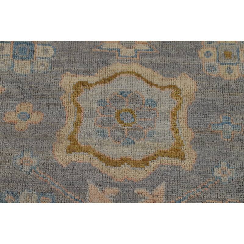 Hand Knotted Oriental 100% Wool Carpet Transitional All-Over Navy Blue & Blues Oushak Area Rug - 9' 11'' X 8' 1''