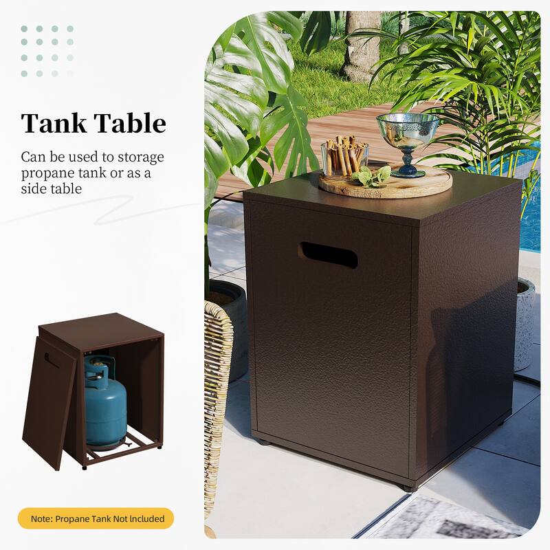 Patio Watcher 56-in W 50000-BTU Rectangular Iron Fire Pit Table with Propane Tank Cover - N/A