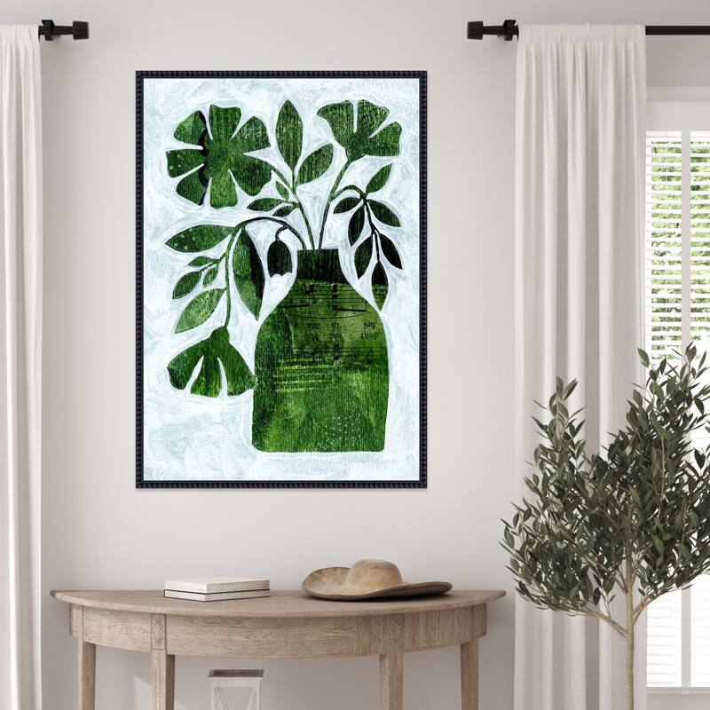 Abstract Green Floral No 2 by Susan Black Framed Canvas Wall Art Print