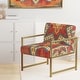 preview thumbnail 16 of 23, Designart "Moroccan Orange Tiles Collage I" Upholstered Bohemian Chic Accent Chair - Arm Chair Arm Chair - Gold Metal