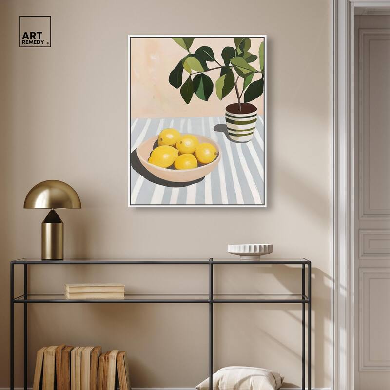 Lemon with Green Canvas by Art Remedy