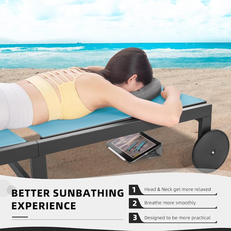 PURPLE LEAF Outdoor Tanning Lounge Chair Set with Face Hole Adjustable Reclining Chairs
