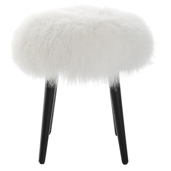 slide 2 of 6, Uttermost Wooly Sheepskin Accent Stool - 17"W x 18.5"H x 17"D