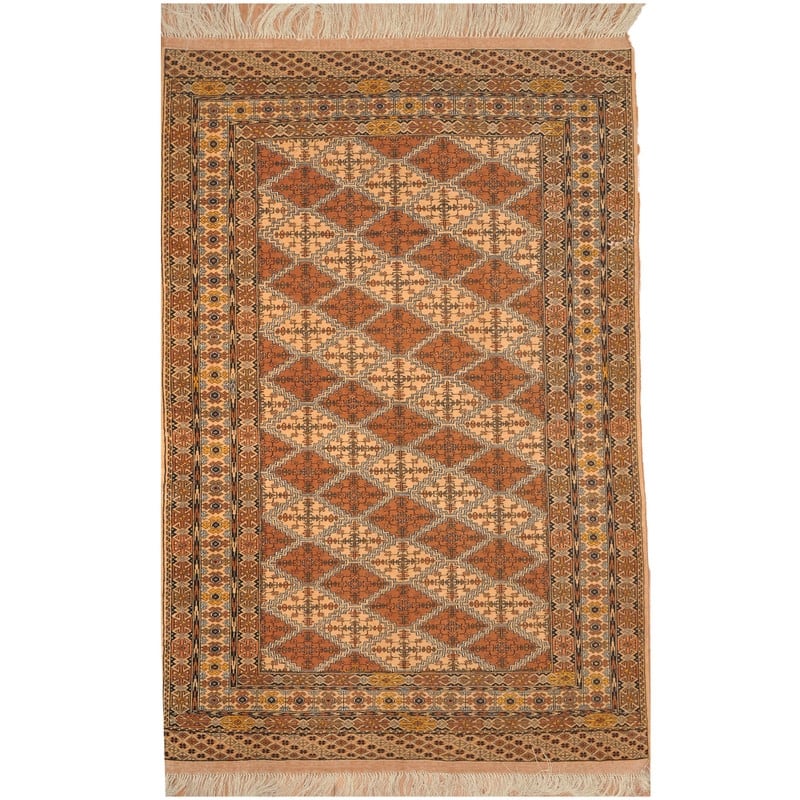 Handmade Turkoman Fine Wool & Silk Rug (Afghanistan) 4'1 x 6'3 Bed Bath & Beyond 35715766