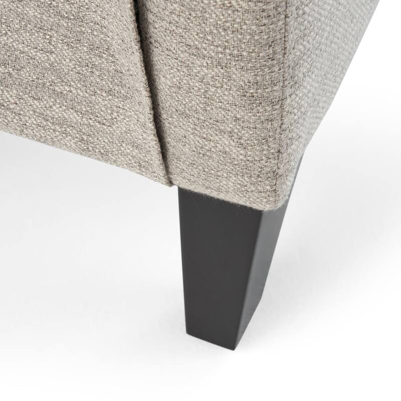 Light Grey Modern Fabric Push-Back Recliner with Footrest, Nailhead Accents, Birch Wood Legs