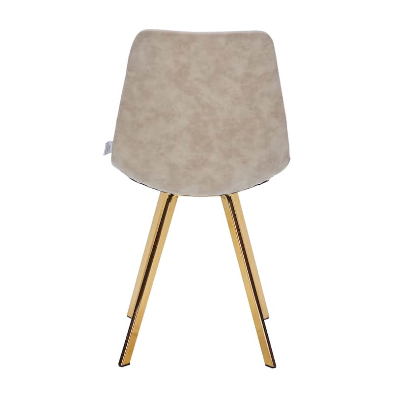 Markley Leather Dining Chair Set of 2 With Gold Metal Legs Modern Accent Side Chair