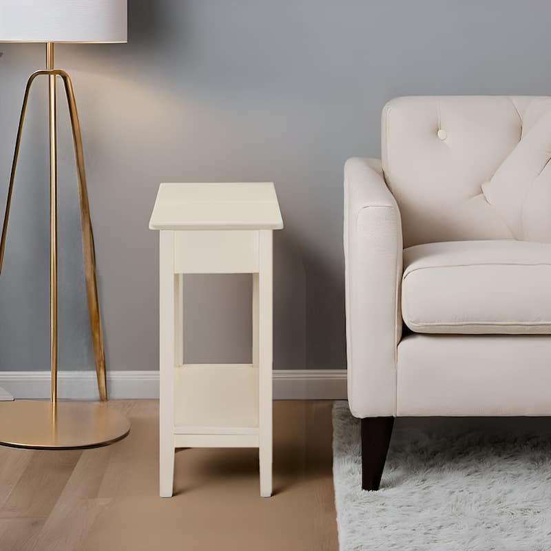 Wooden Flip-Top Side Table with Spacious Storage, Compact Space-Saving Design and Convenient Shelf