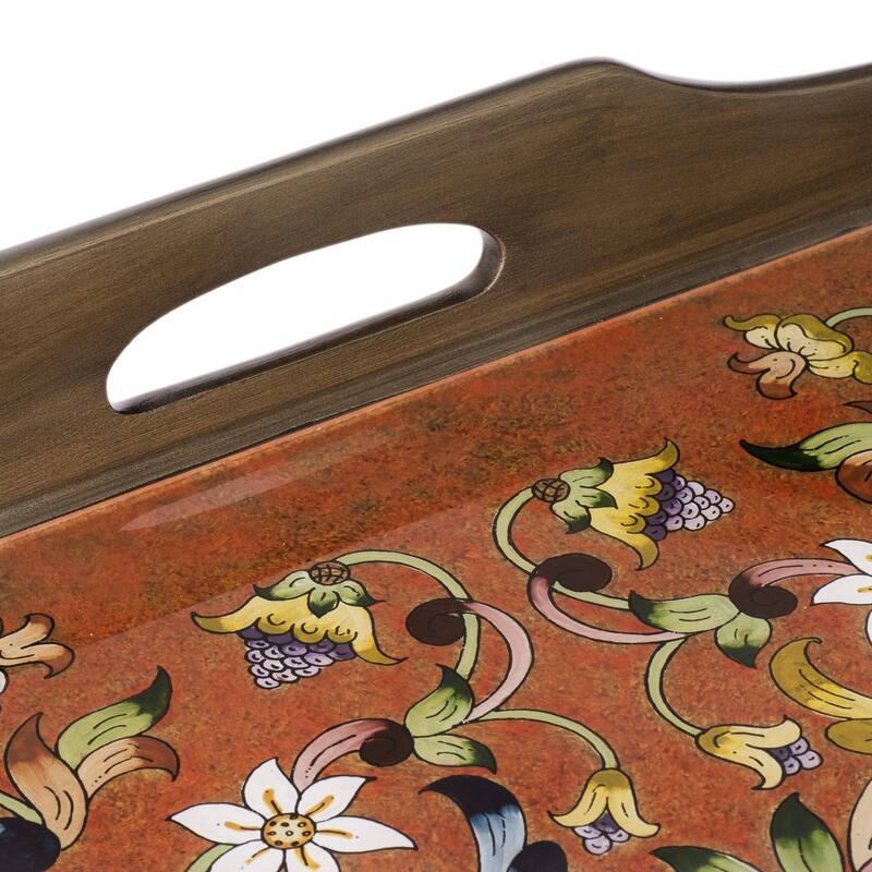 Reverse painted glass folding tray table, 'Scarlet Delight'