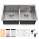 preview thumbnail 2 of 7, 32 in Double Dowl Kitchen Sink Undermount, 32x19 Workstation Sink 50/50 Stainless Steel with Accessories Combo - 32''x19''x10''