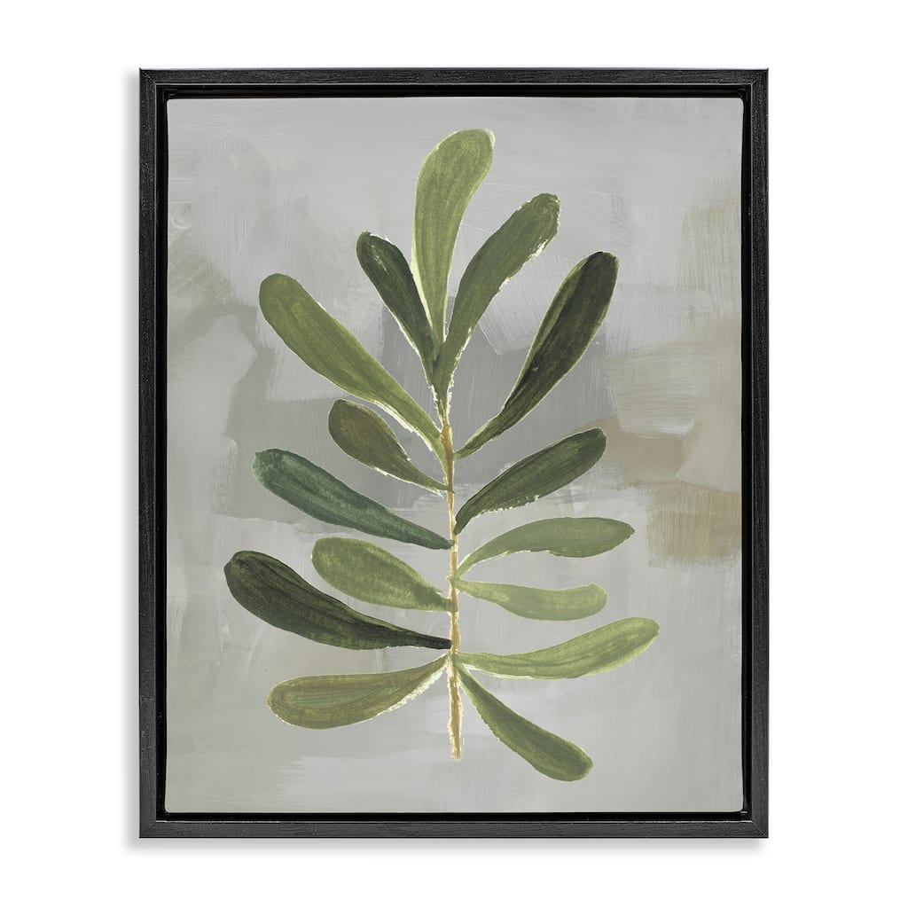 Stupell Single Green Leaf Branch Framed Floater Canvas Wall Art Design By Lanie Loreth