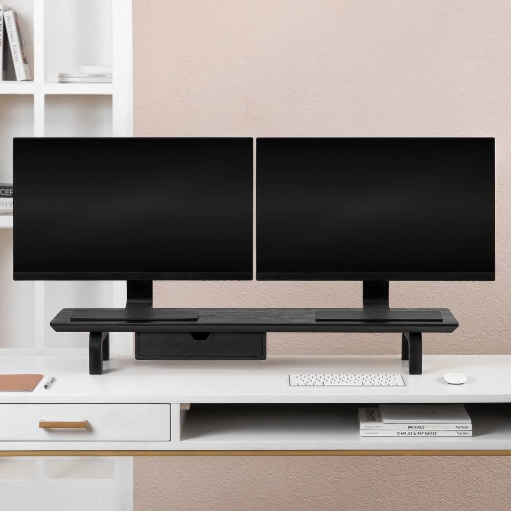 Jani Wood Monitor Stand Riser Desk - Ergonomic Design Stand, Desktop Organizer Table for Home, Office Workspace, Gaming Desk