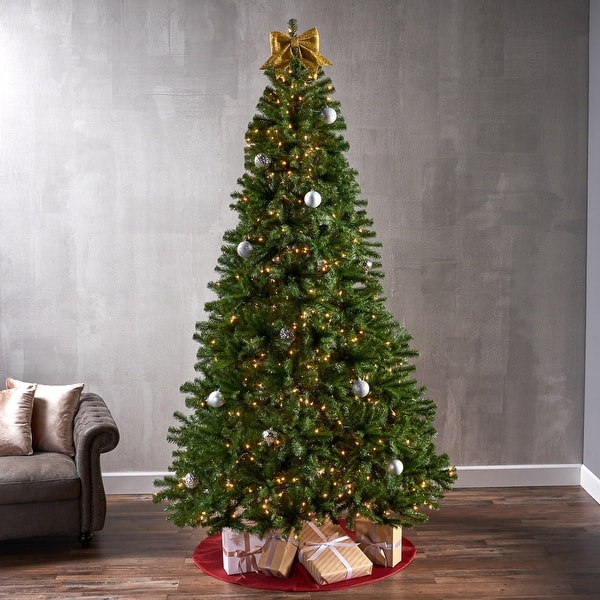 slide 1 of 16, 9-foot Noble Fir Pre-Lit String Light or Unlit Hinged Artificial Christmas Tree by Christopher Knight Home Clear