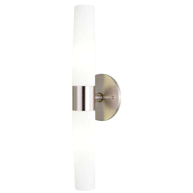Elliot 2 Light LED Compatible Contemporary Bathroom Vanity Wall Sconce Fixture White Glass