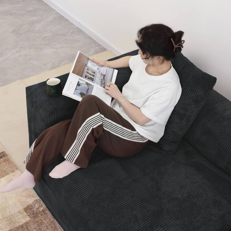 Oversize Modular Corduroy Sofa, 141.73" U Shaped Sectiona Sofa Couch with Ottomans