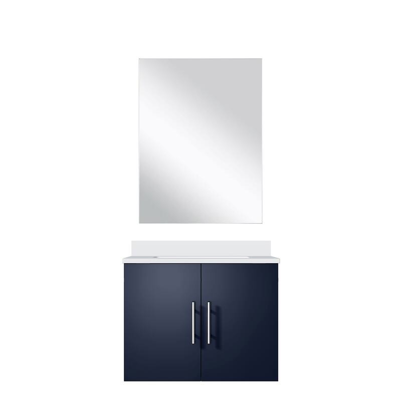 Bathroom Vanity Set with Marble Top, Single Hole Faucet, Mirror Included, Stainless Steel - no Fauce,Navy Blue,Quartz Countertop - Navy Blue