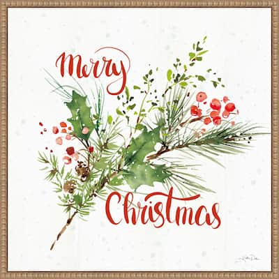 Celebrate the Season IV by Katrina Pete (22 x 22 in.), Framed Canvas Wall Art Print - Sylvie Beaded Rustic Natural