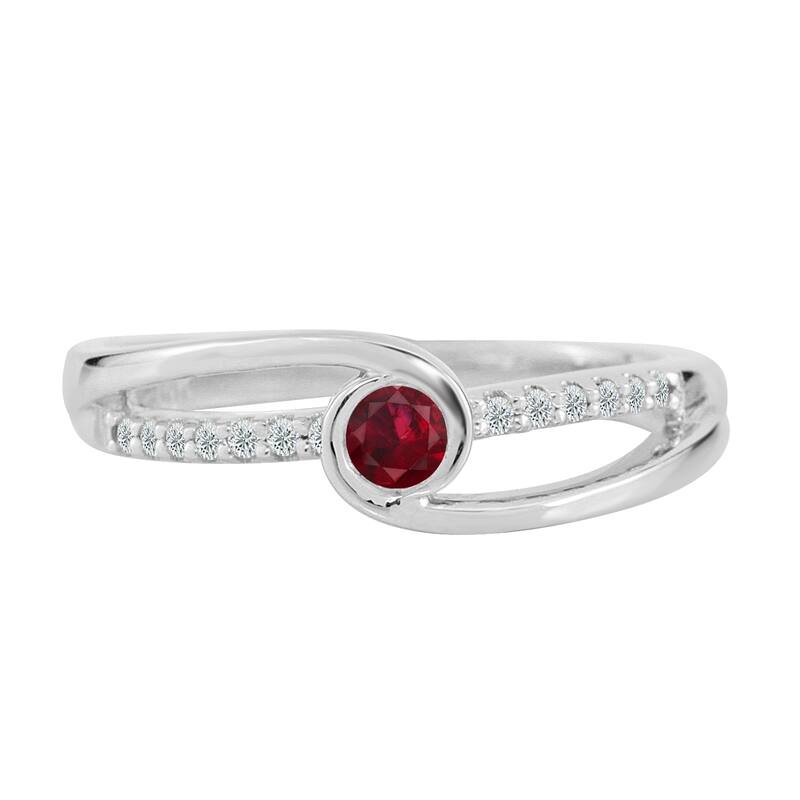 Auriya 14k Gold 1/8ct Modern Red Ruby and Diamond Engagement Ring 1/8ctw