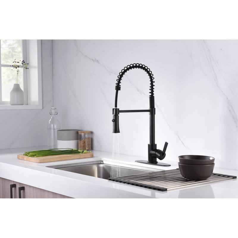 UltraFaucets Euro Collection Spring Spout Kitchen Faucet With Pull-Down Spray