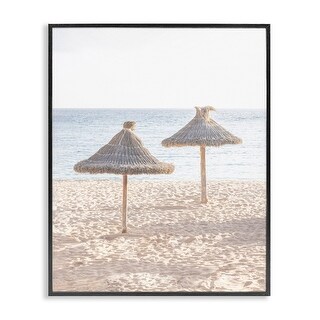 Stupell Straw Umbrellas on Beach Framed Giclee Art Design By Sisi and ...