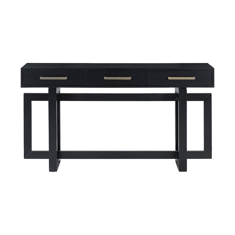 Wooden Console Table Hallway Tables with 3 Drawers and Unique Table Legs, Long Entryway Table with Iron Handle for Hallway