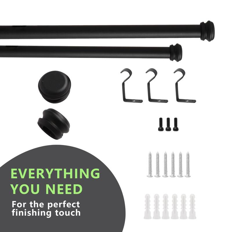 Adjustable Window Curtain Rod with Ball End Cap Finials - Silver/Gold/Black