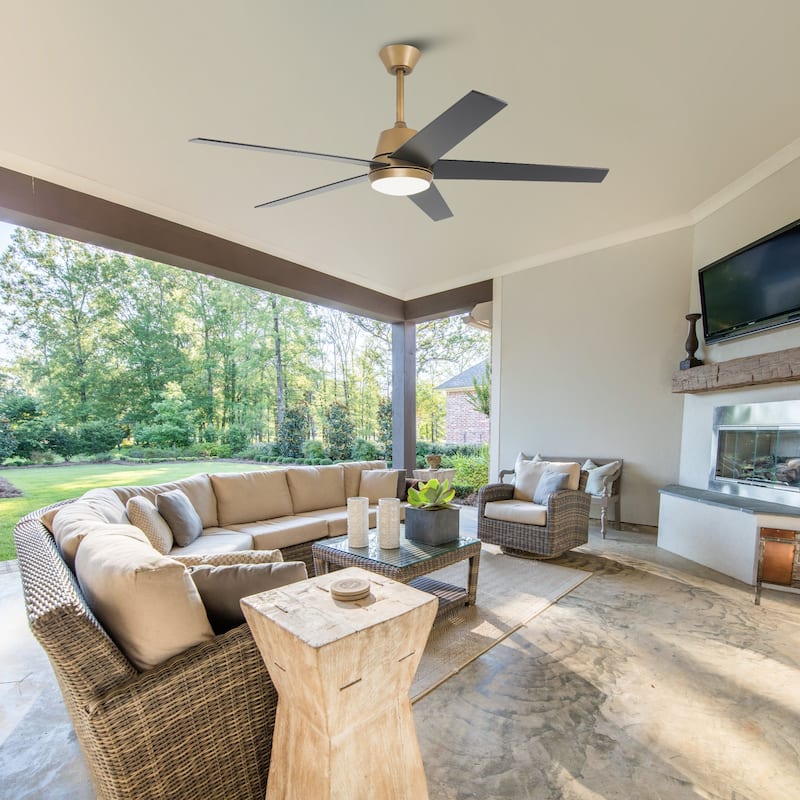 Vaczon 52" Gold Reversible Modern Smart LED Ceiling Fan with Light and App Comtrol