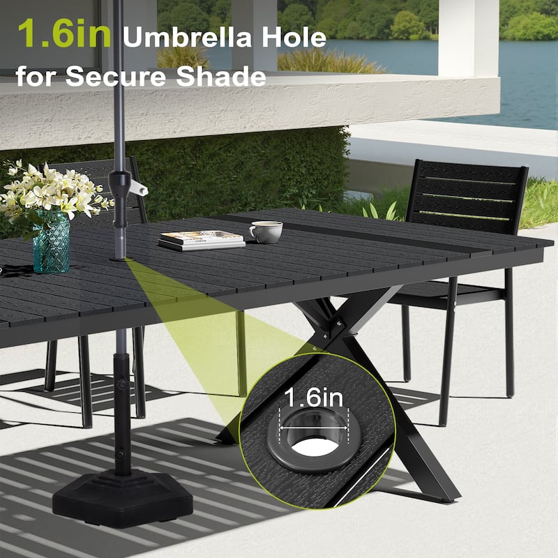 Pellebant 11-PC Aluminum X Frame Outdoor Patio Dining Set Table with Stackable Chairs