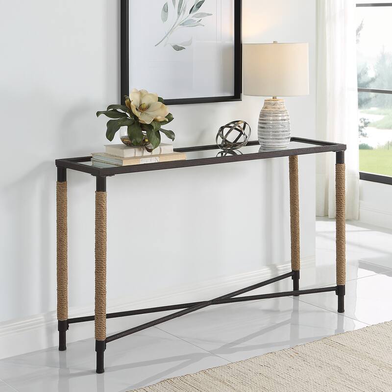 Uttermost 22880 14" Wide Iron, MDF, and Rope Sofa Table